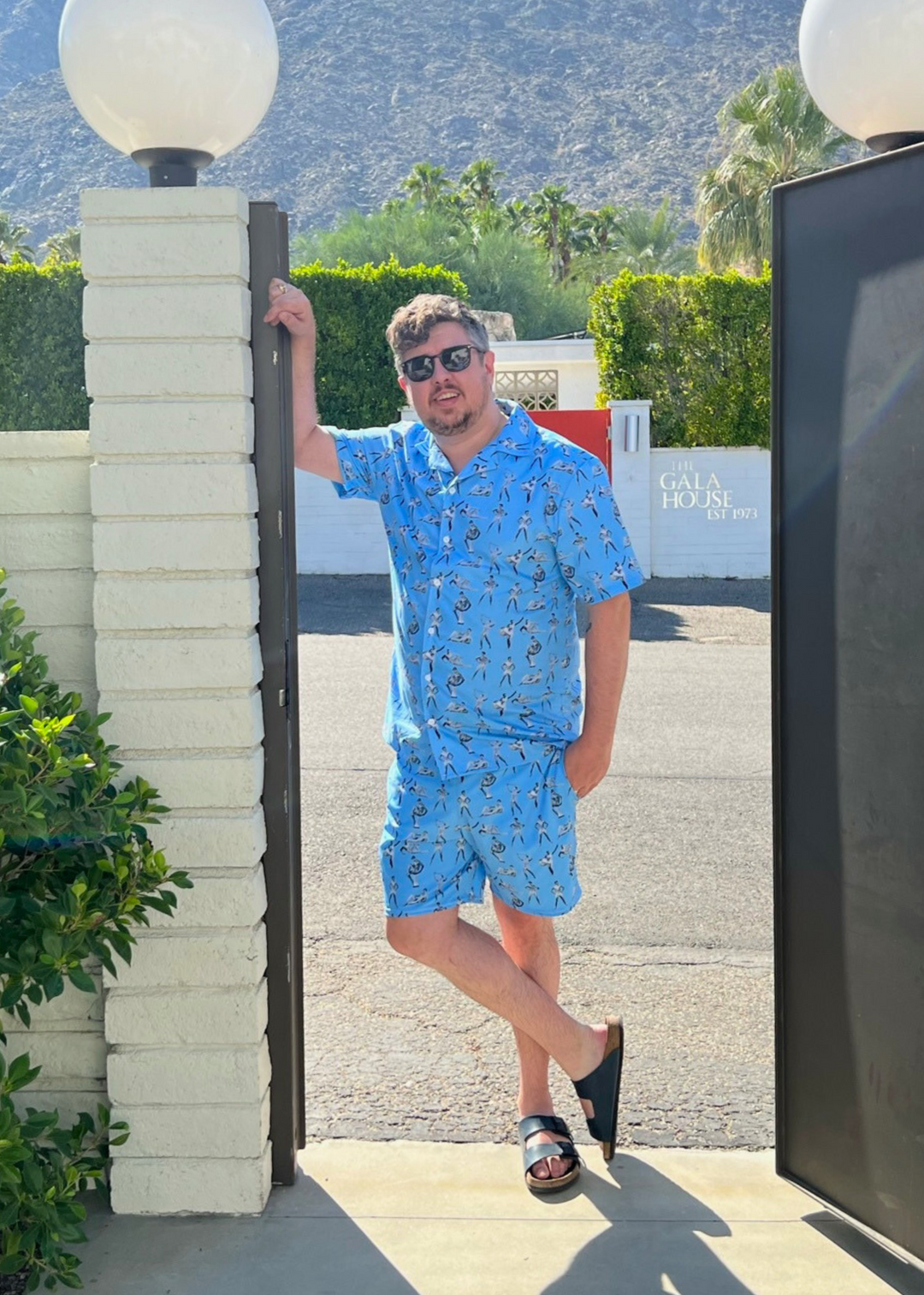 "beefcake bikini beach bingo" button shirt