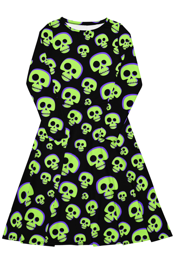 "The Zombie" All-over print long sleeve midi dress