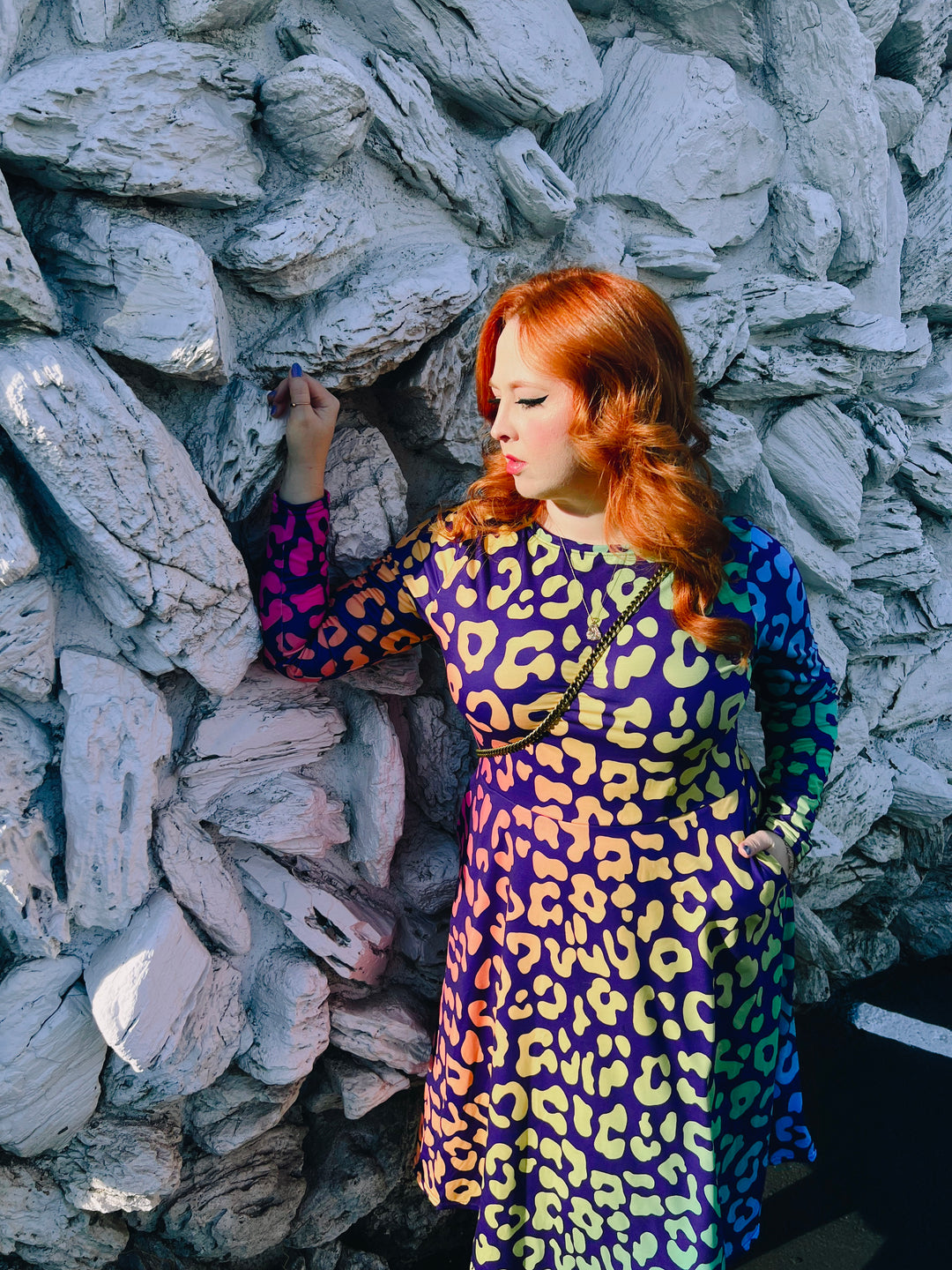 "2Cute 2B 4Gotten" All-over print long sleeve midi dress