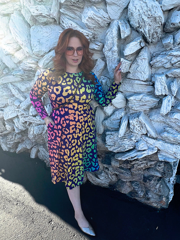"2Cute 2B 4Gotten" All-over print long sleeve midi dress