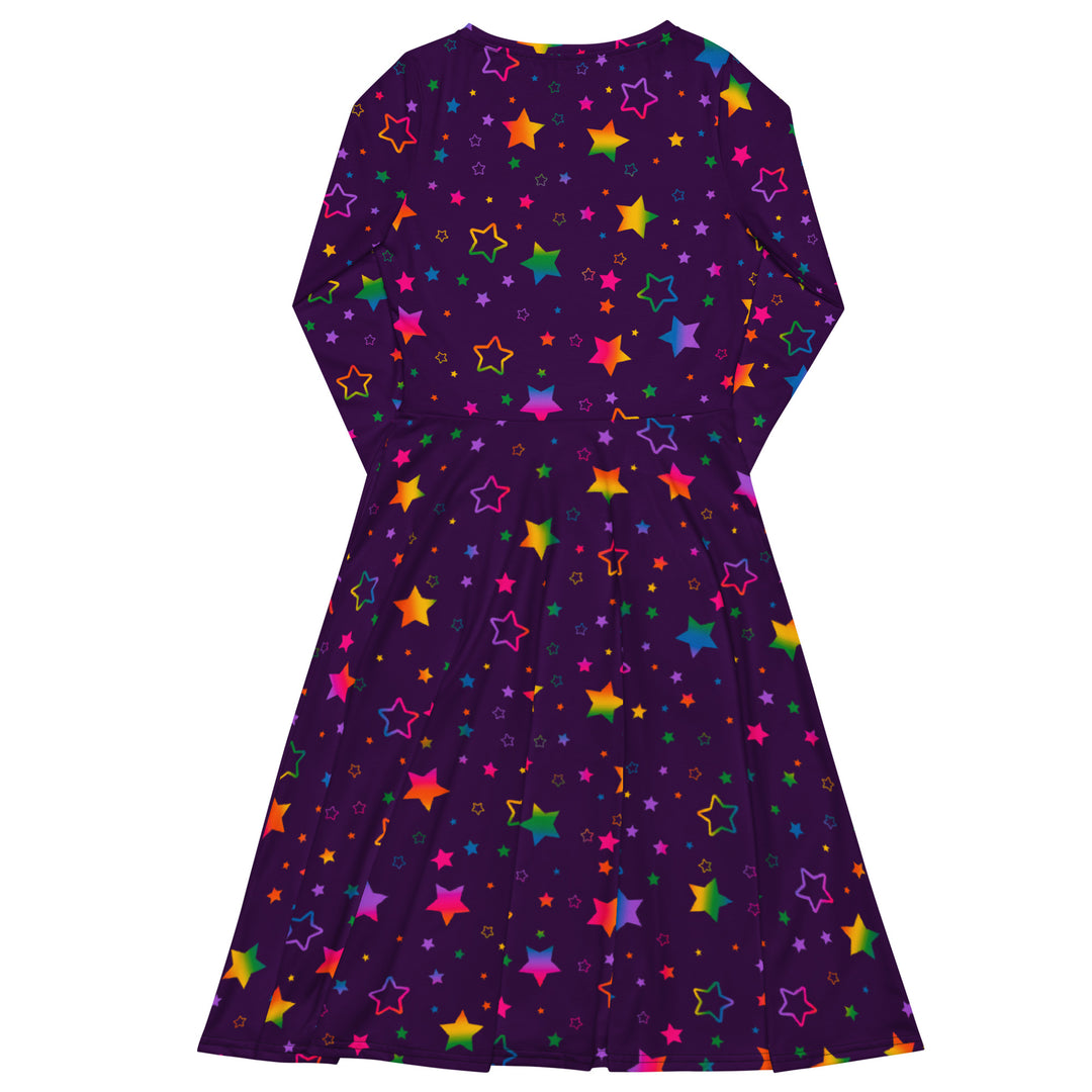 "The Superstar" All-over print long sleeve midi dress