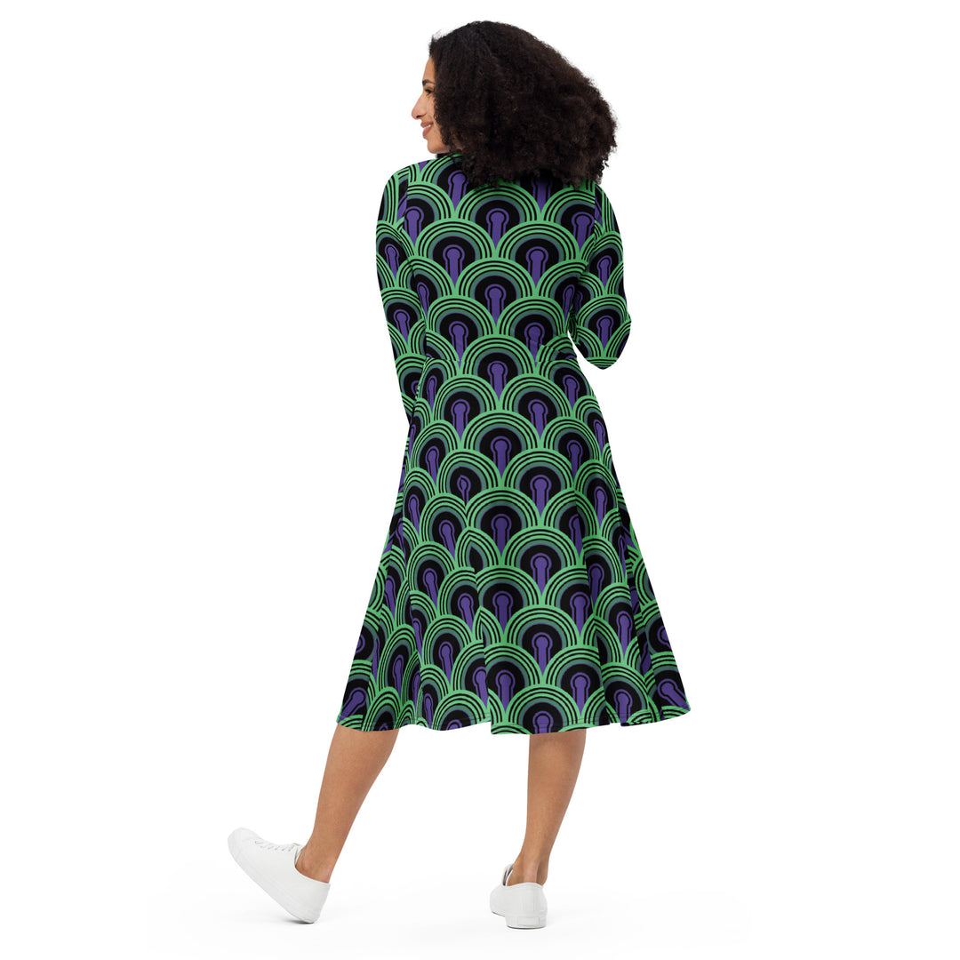 "Room 237" All-over print long sleeve midi dress