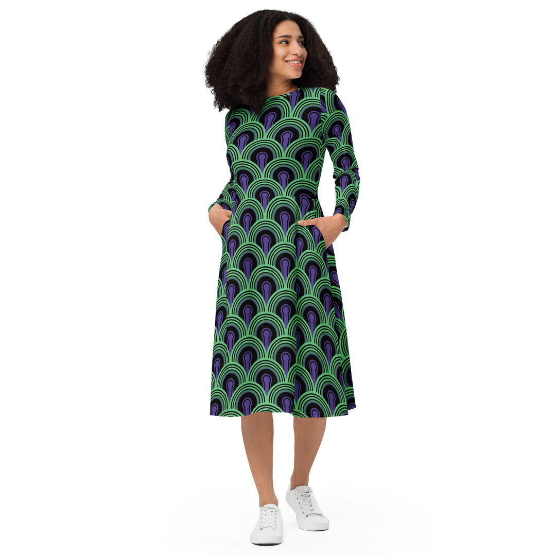 "Room 237" All-over print long sleeve midi dress