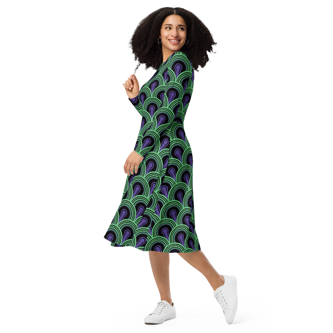 "Room 237" All-over print long sleeve midi dress