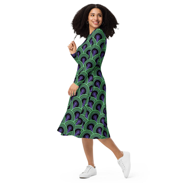 "Room 237" All-over print long sleeve midi dress