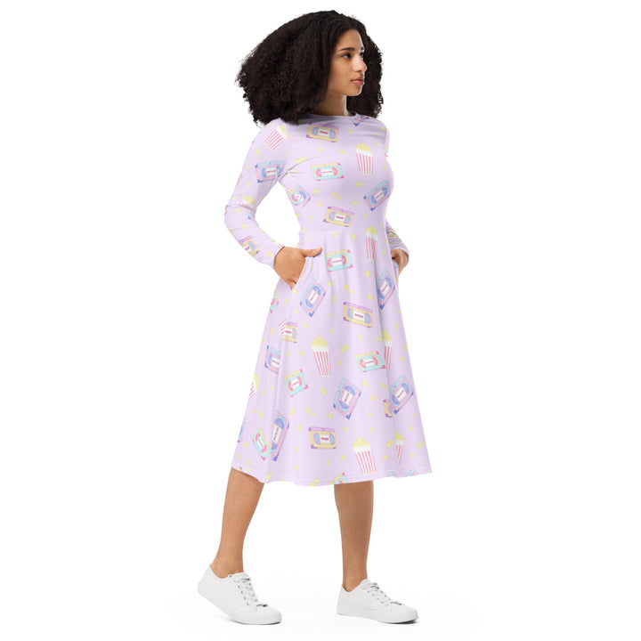 "The Scream Queen" All-over print long sleeve midi dress