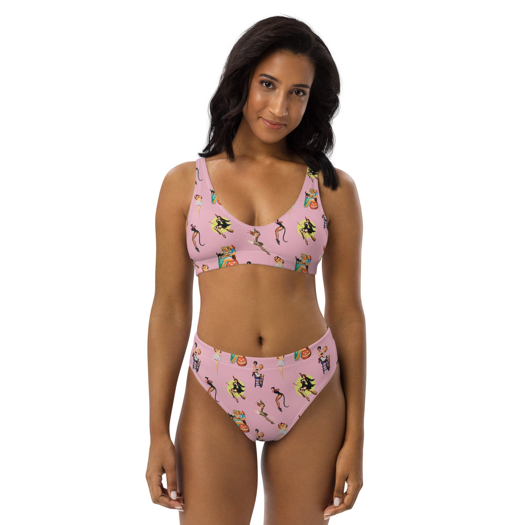 "Spooky Betties" Recycled high-waisted bikini