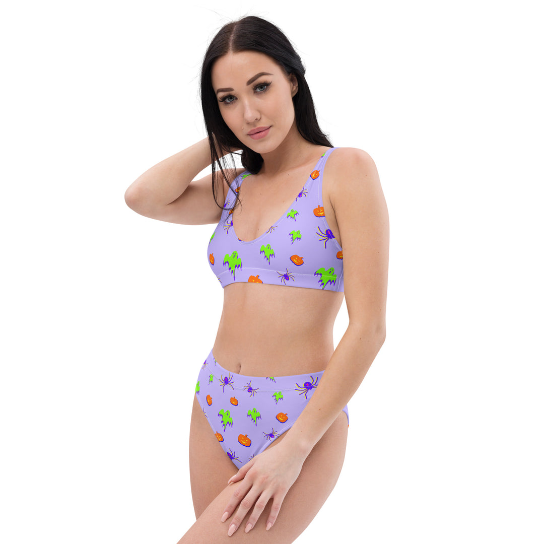 "All Tricks No Treats" Recycled high-waisted bikini
