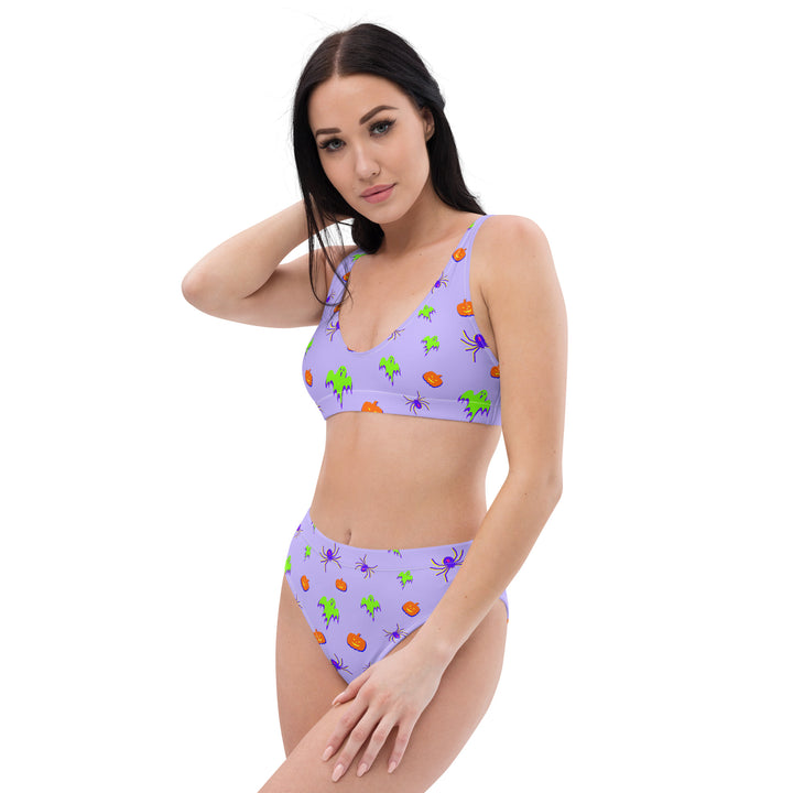 "All Tricks No Treats" Recycled high-waisted bikini