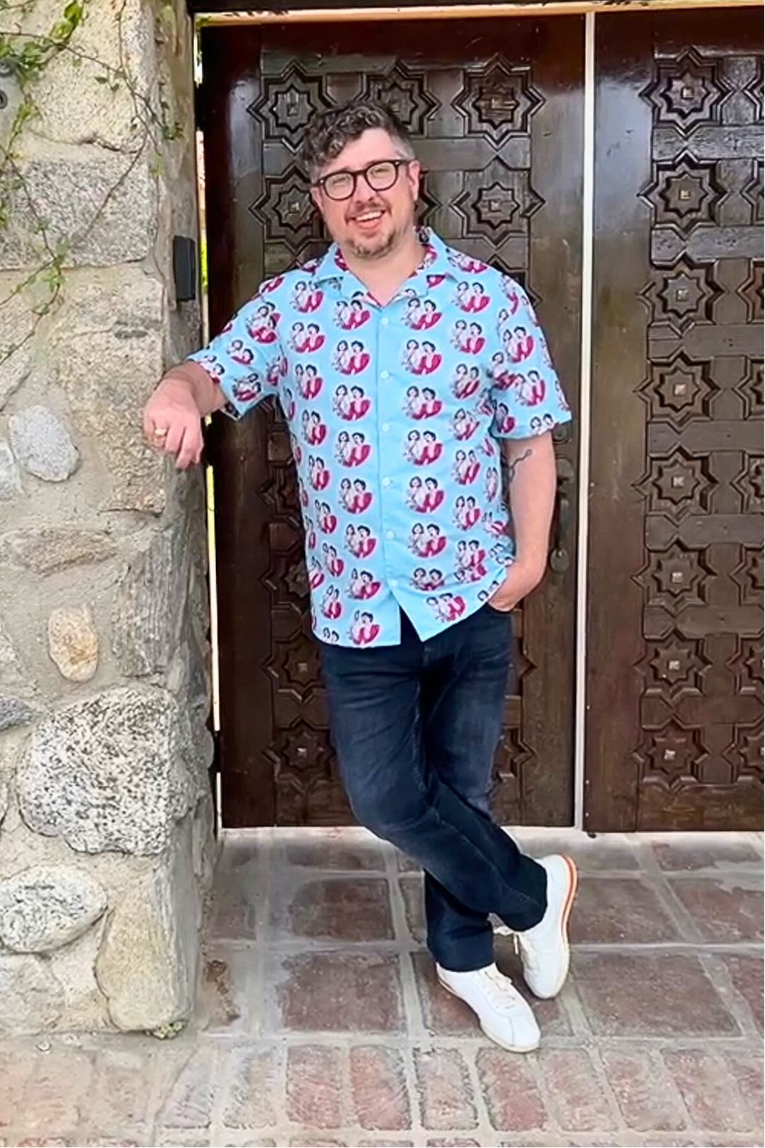 "Happy Daze" button shirt