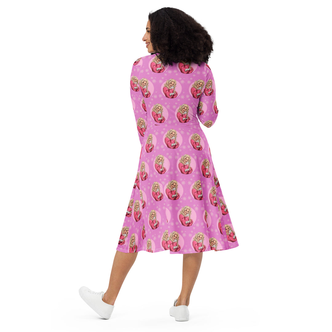 "The Country Queen" All-over print long sleeve midi dress