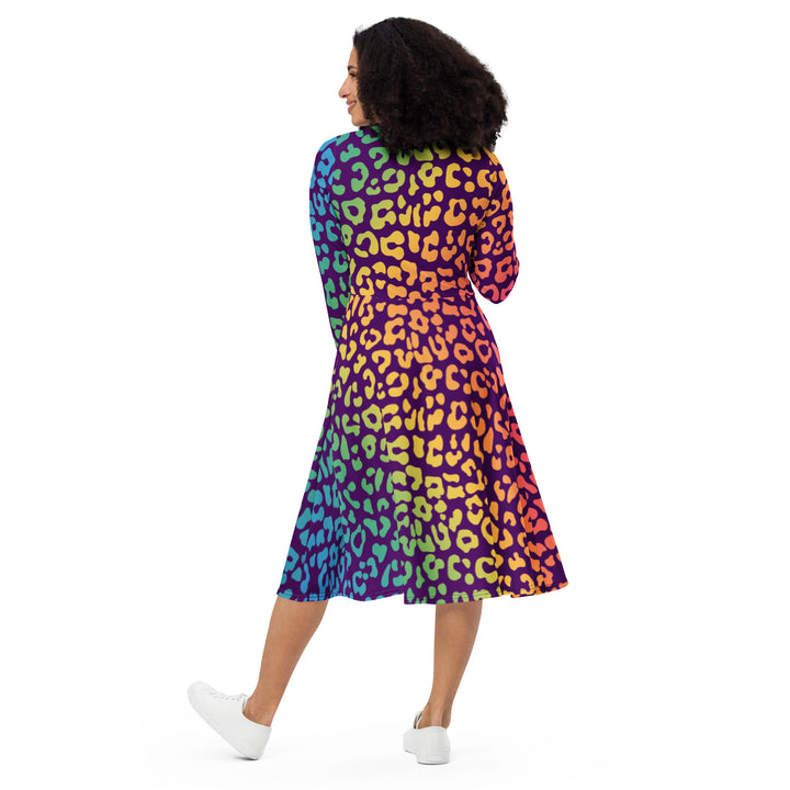 "2Cute 2B 4Gotten" All-over print long sleeve midi dress