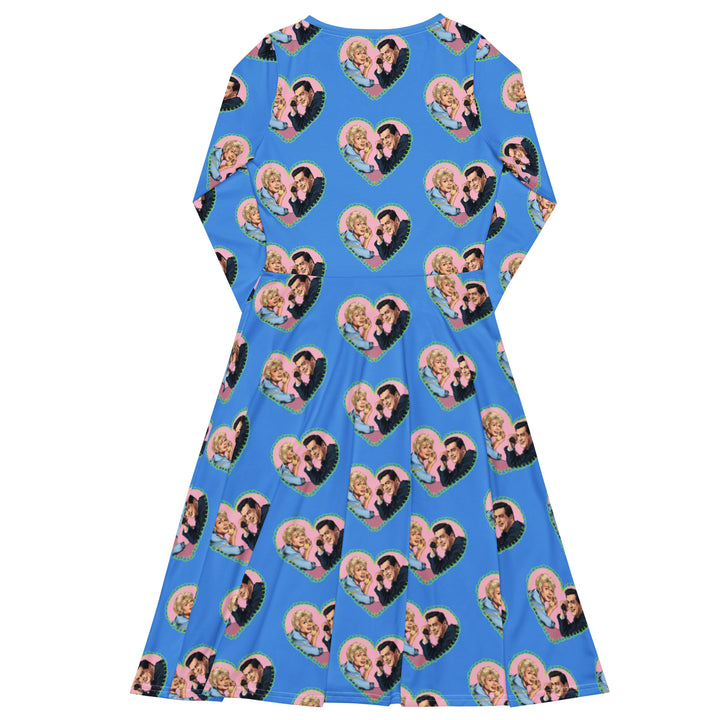 "The Party Line" All-over print long sleeve midi dress