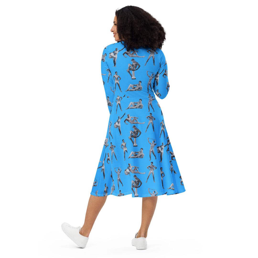 Beefcake Beach Bikini Bingo All-over print long sleeve midi dress