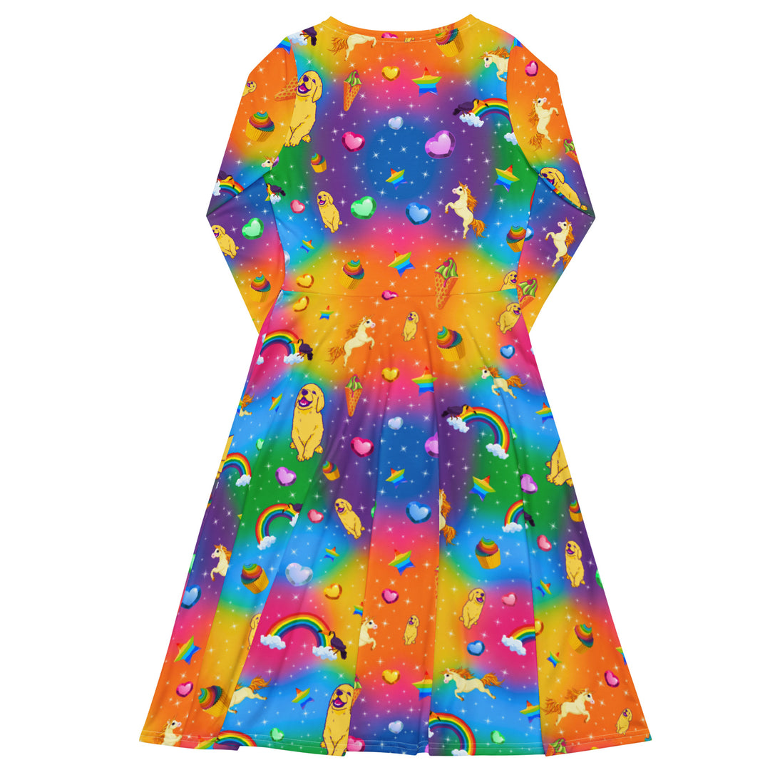 "Y2K Vibez" All-over print long sleeve midi dress