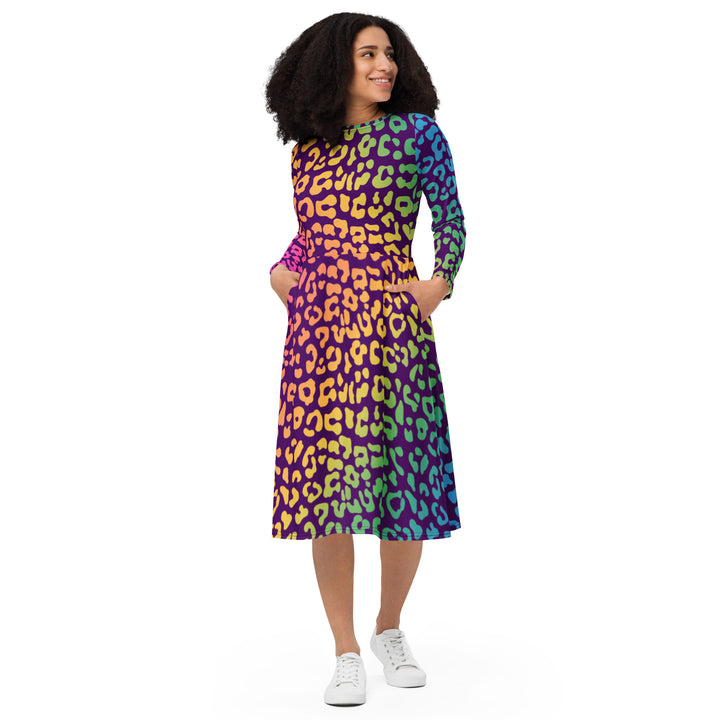 "2Cute 2B 4Gotten" All-over print long sleeve midi dress