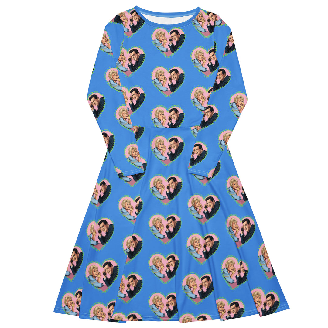 "The Party Line" All-over print long sleeve midi dress