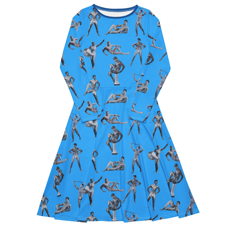 Beefcake Beach Bikini Bingo All-over print long sleeve midi dress