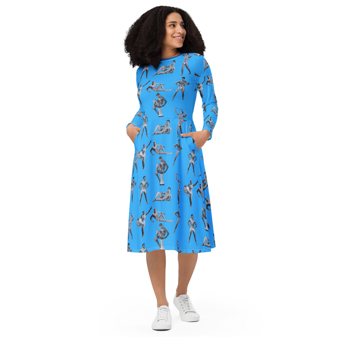Beefcake Beach Bikini Bingo All-over print long sleeve midi dress