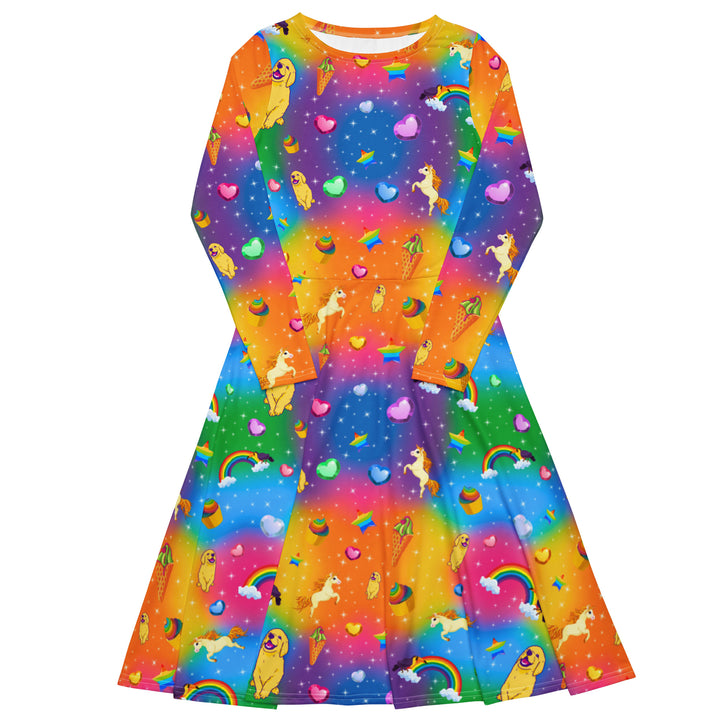 "Y2K Vibez" All-over print long sleeve midi dress