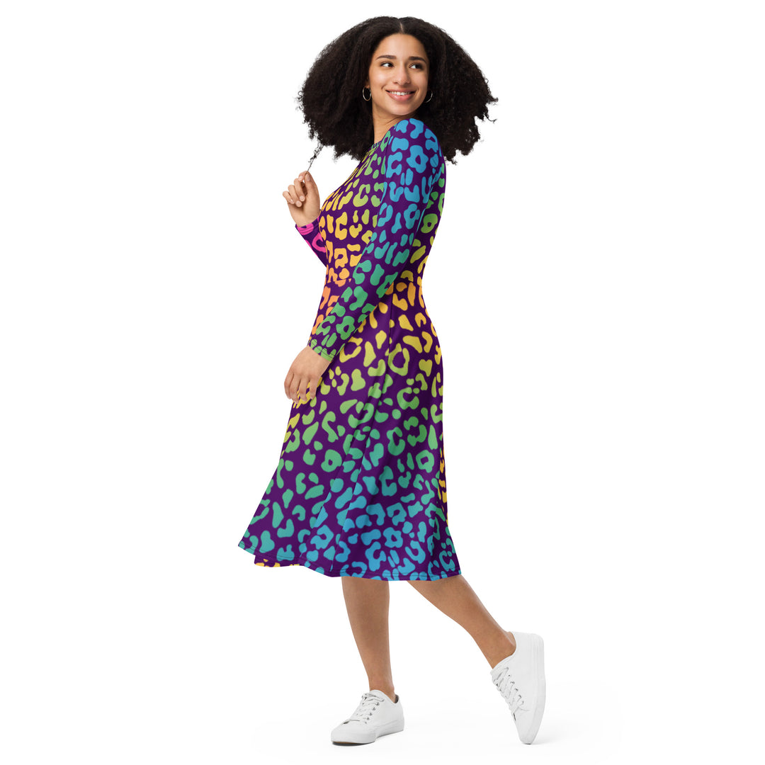 "2Cute 2B 4Gotten" All-over print long sleeve midi dress
