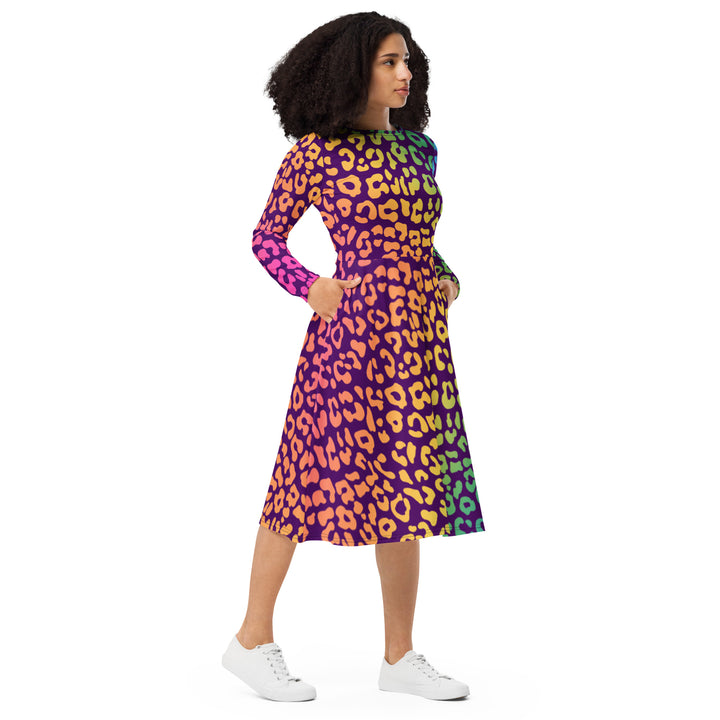 "2Cute 2B 4Gotten" All-over print long sleeve midi dress