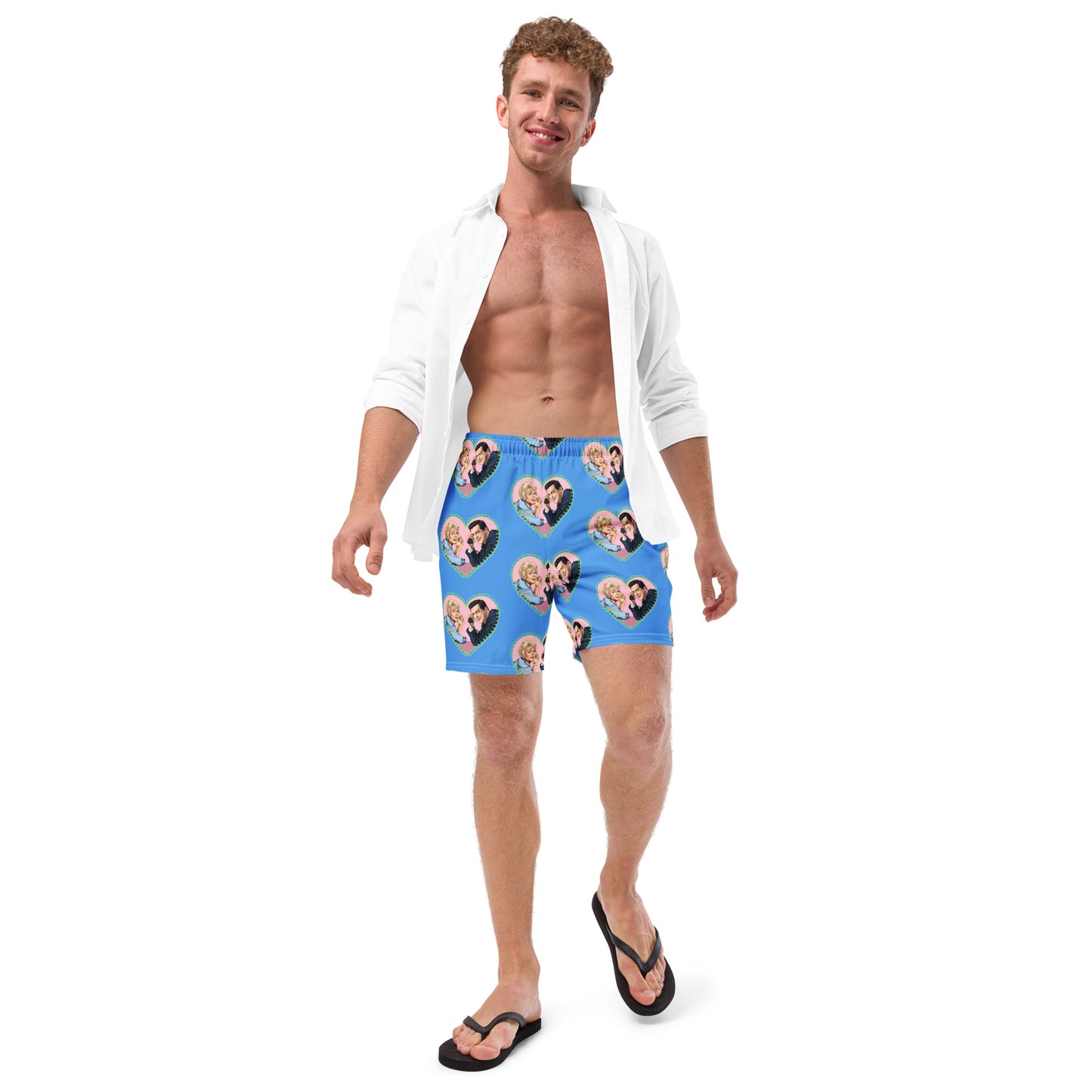 "The Party Line" Men's swim trunks