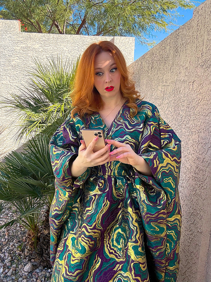 “The Malachite Maven” Brocade Caftan