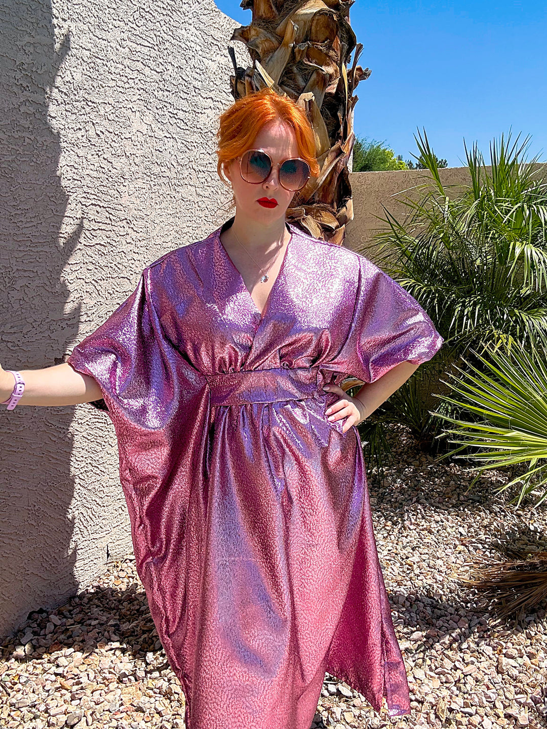 Sample Sale #6: Pink Cheetah Lamé L/XL Deep V