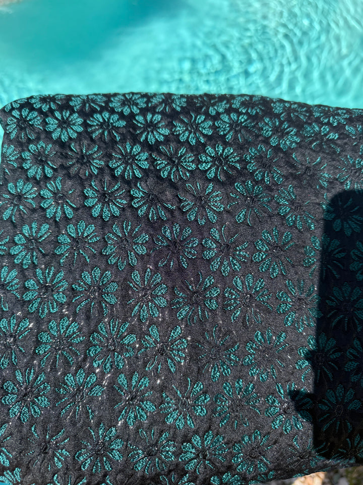 Sample Sale #2: Green & Black Flower Brocade L/XL Mid V & 3X Mid V
