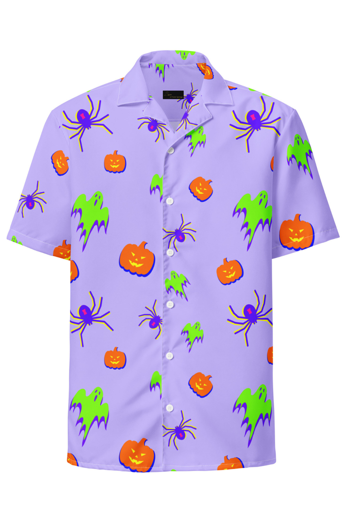 "All Tricks No Treats" button shirt