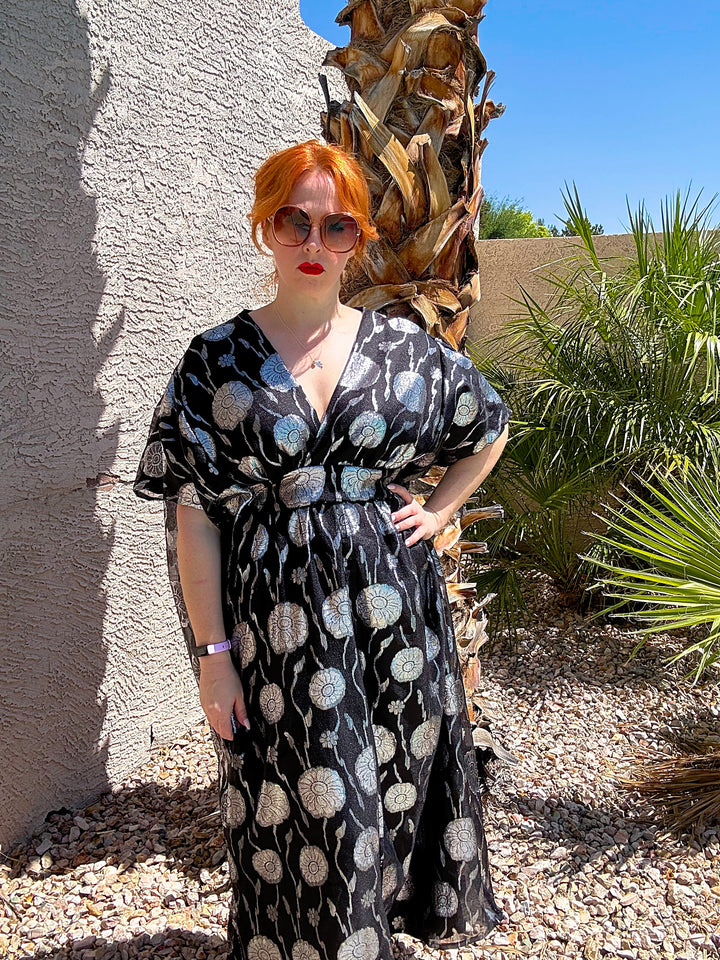 Sample Sale #22: 70s Silver Lamé L/XL Deep V