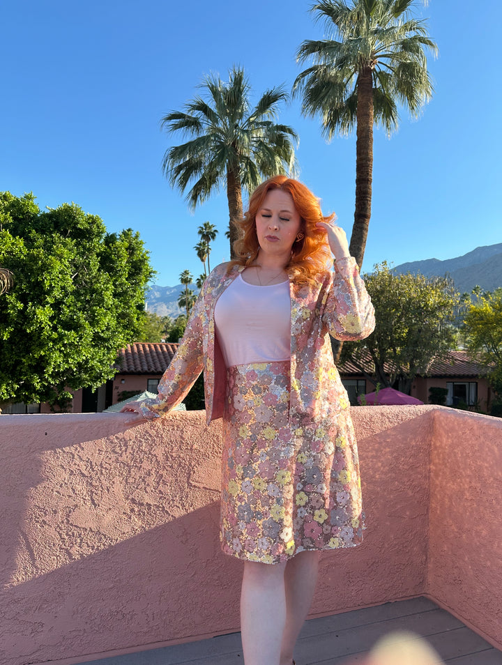 Sample Sale #33 L/XL Rose Gold Sequin Jacket & Skirt Set Lined