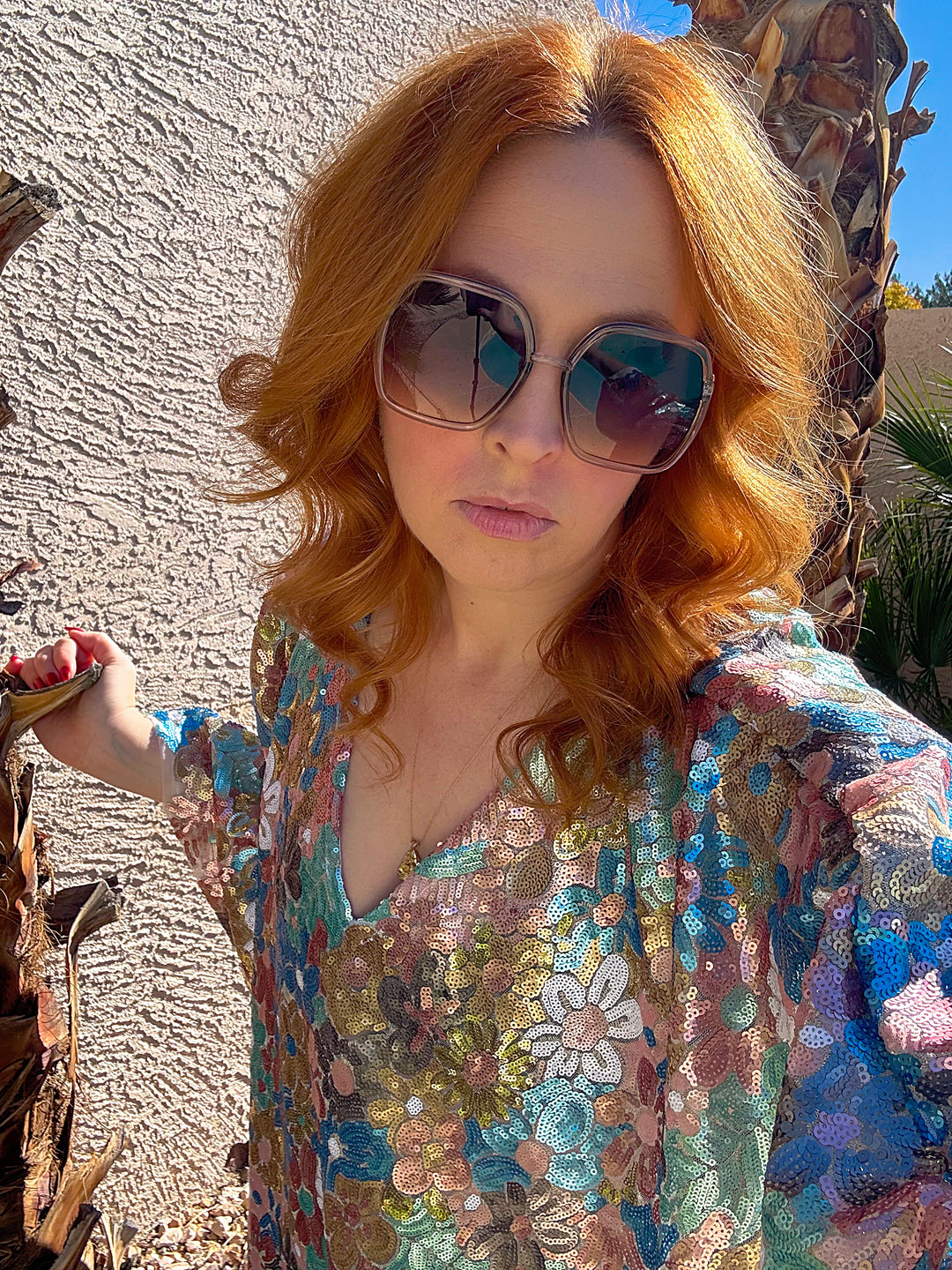 Sample Sale #20 Rose Gold Flower Sequin Ultra Lounge Unlined