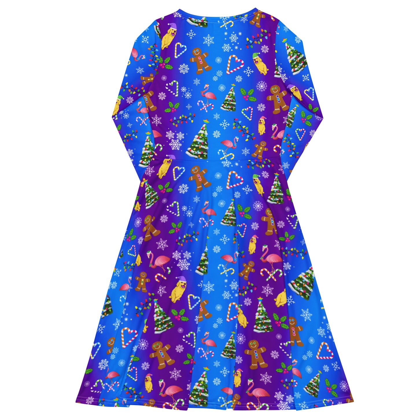 "A Holly Jolly Y2K" All-over print long sleeve midi dress