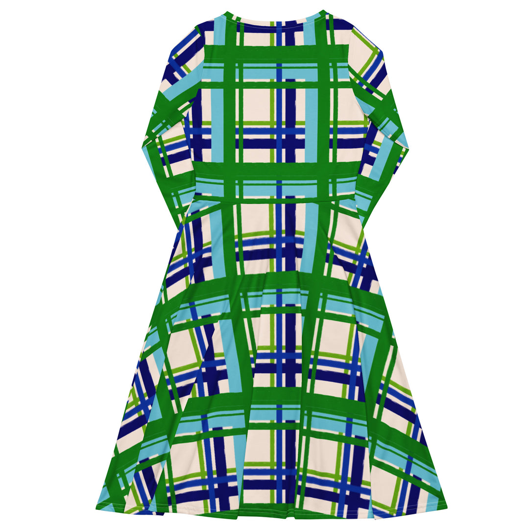 "On the Green" All-over print long sleeve midi dress