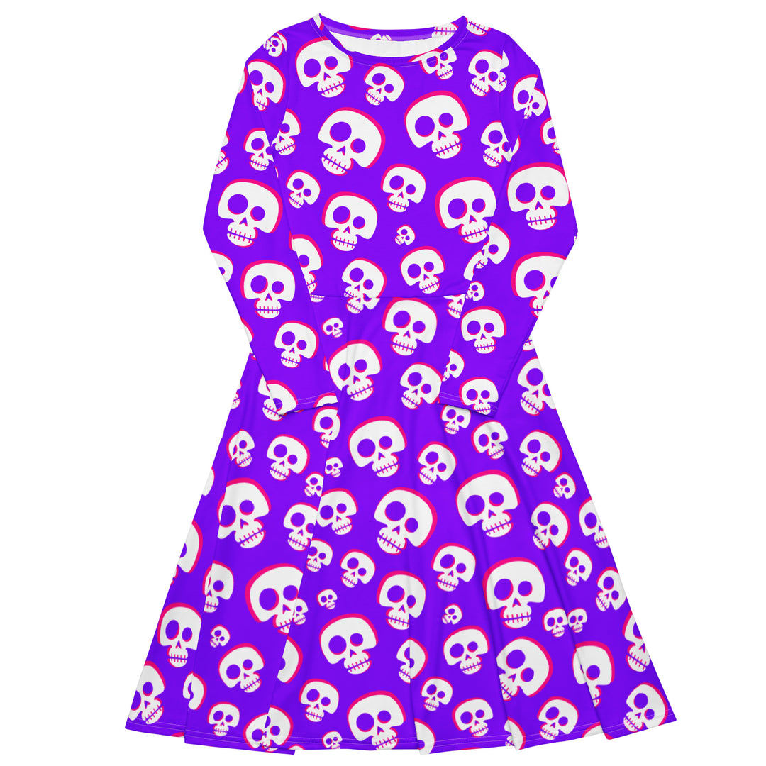 "Creepy Cute Zombie" All-over print long sleeve midi dress