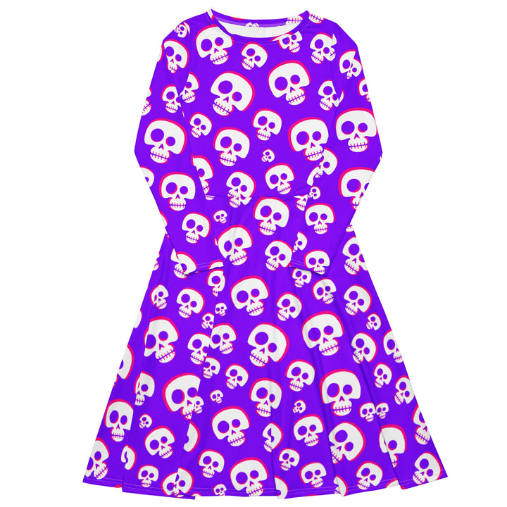 "Creepy Cute Zombie" All-over print long sleeve midi dress