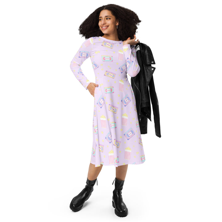 "The Scream Queen" All-over print long sleeve midi dress