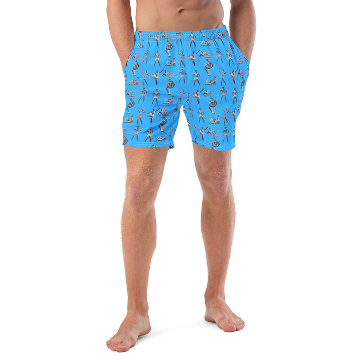 "Beefcake Beach Bikini Bingo" Men's swim trunks