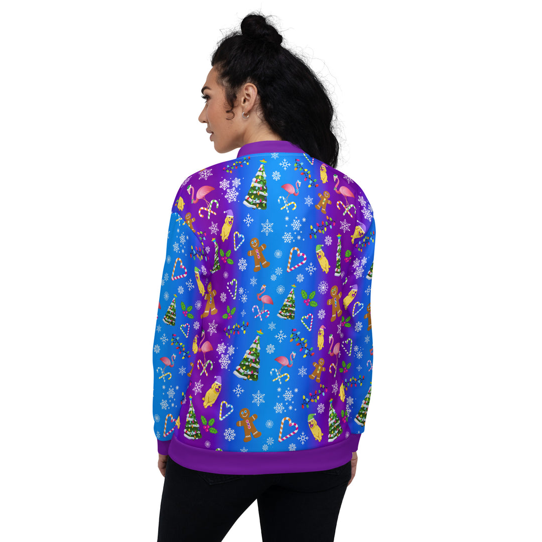 "A Holly Jolly Y2K" Unisex Bomber Jacket