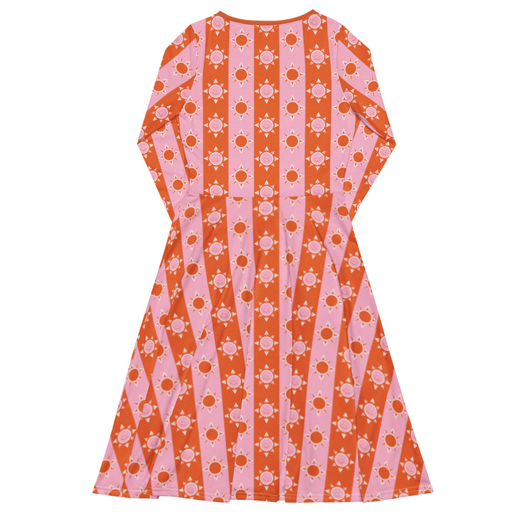 "Sunny Daze" All-over print long sleeve midi dress