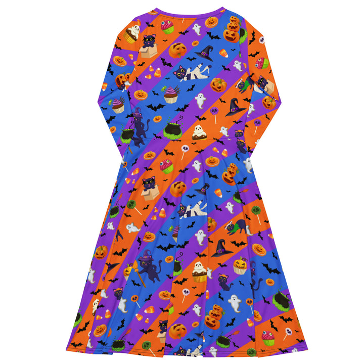 "Y2K Spooky" All-over print long sleeve midi dress